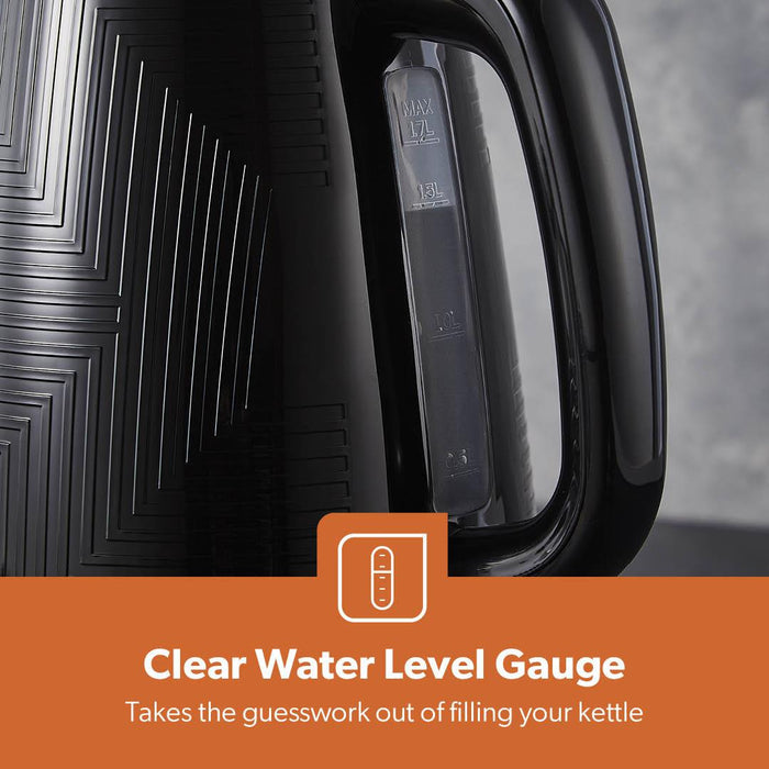 1.7L Black Cordless Electric Kettle - 3000W Fast Boiling, Stainless Steel