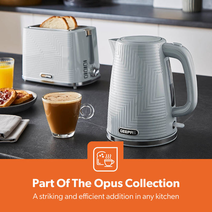 1.7L Opus Grey Textured Cordless Electric Kettle 3000W