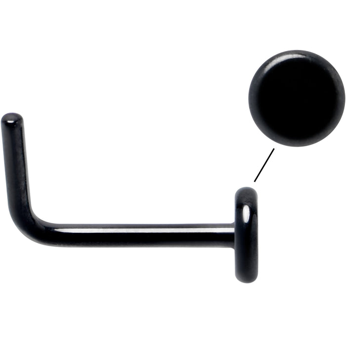 20G 1/4 Black ASTM F-136 Implant Grade Titanium 3mm Disc End L Shape Nose Ring