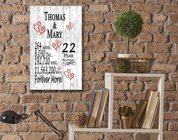 22 Year Anniversary Gift Personalized Names 22nd Wedding Anniversary Present - Broad Bay Personalized Gifts Shipped Fast