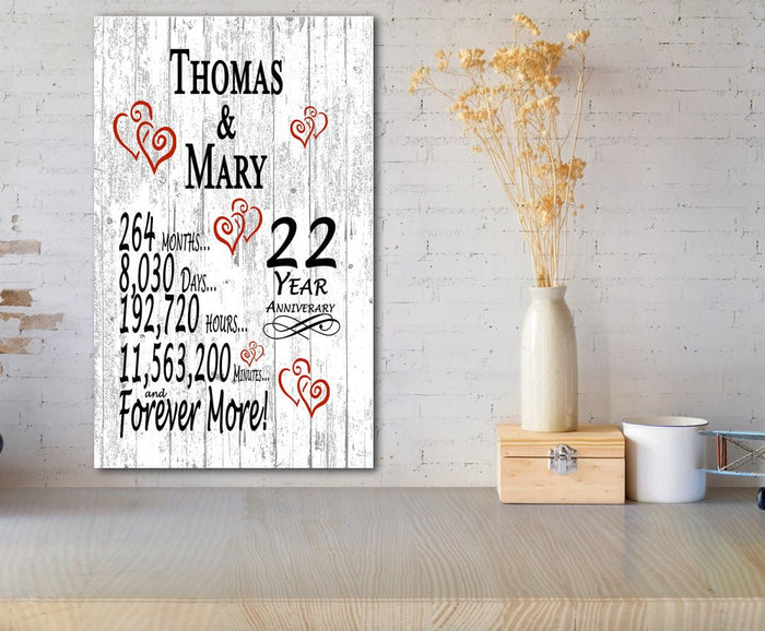 22 Year Anniversary Gift Personalized Names 22nd Wedding Anniversary Present - Broad Bay Personalized Gifts Shipped Fast