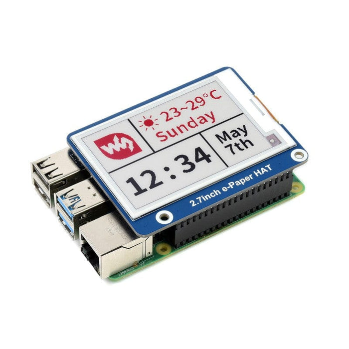 Three-colour 2.7" E-Ink Display HAT (B) [discontinued] by Waveshare - The Pi Hut