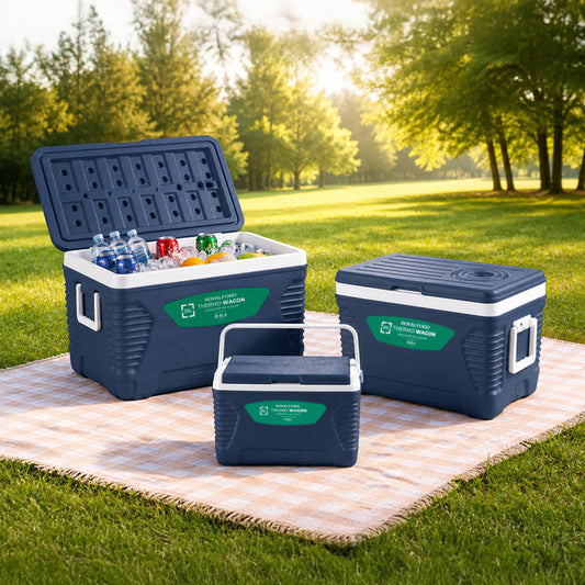 3-Piece Blue Insulated Ice Cooler Chests (5L, 25L & 50L)