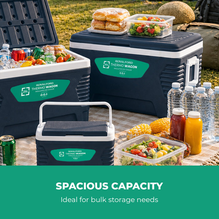 3-Piece Blue Insulated Ice Cooler Chests (5L, 25L & 50L)