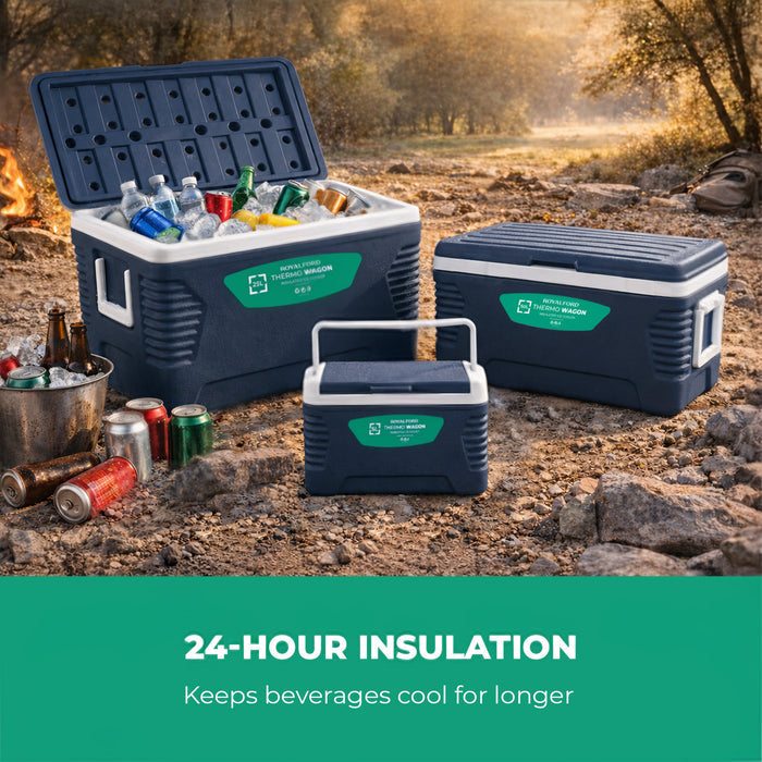 3-Piece Blue Insulated Ice Cooler Chests (5L, 25L & 50L)