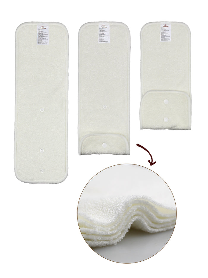 5-Layer Bamboo Cloth Diaper Insert with Snaps - No Microfiber!