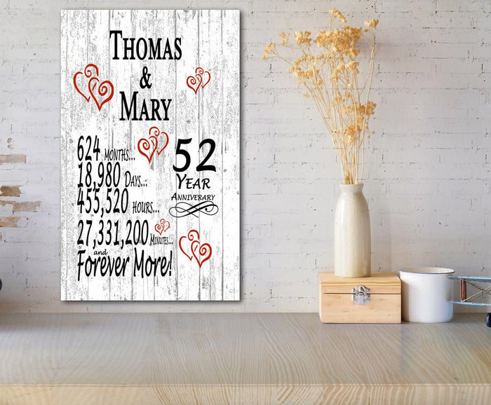 52nd Anniversary Gift Personalized 52 Year Wedding Anniversary Present - Broad Bay Personalized Gifts Shipped Fast