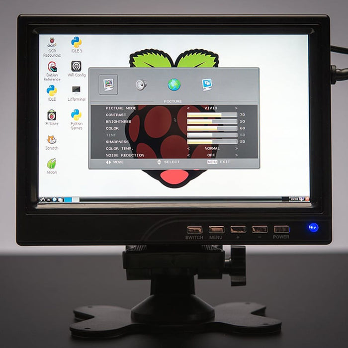 7" Display 1280x800 (720p) IPS + Speakers - HDMI/VGA/NTSC/PAL by Adafruit - The Pi Hut