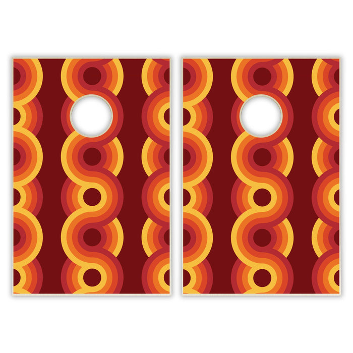 70s Circular Pattern Tailgate Cornhole Set