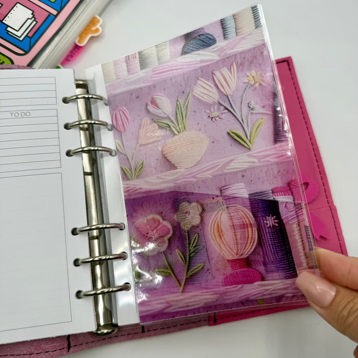 Embroidered Spring Bookshelf Vellum Pocket Dashboard