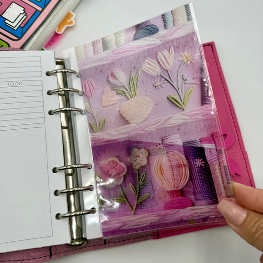 Embroidered Spring Bookshelf Vellum Pocket Dashboard