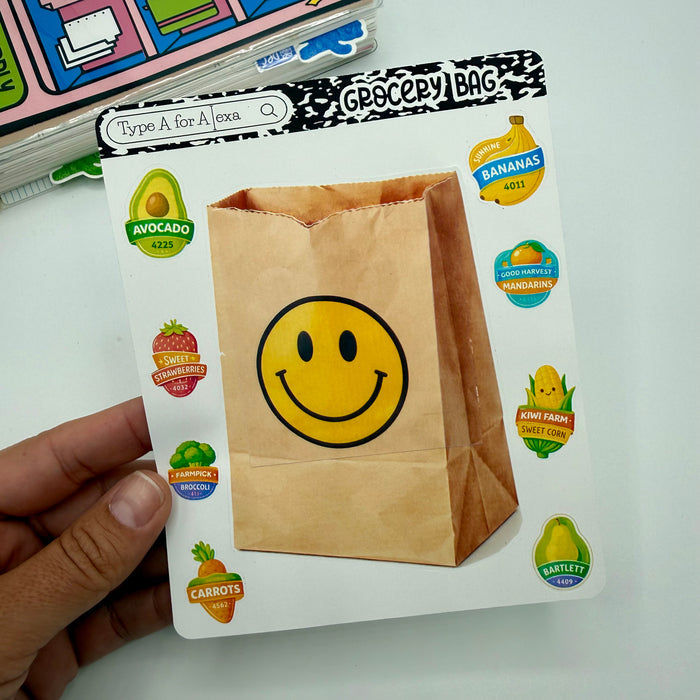 Grocery Bag Jumbo Journaling Sticker Pocket
