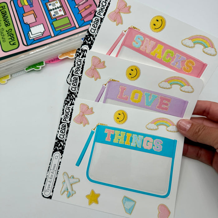 Clear Varsity Pouch Jumbo Journaling Sticker Pocket