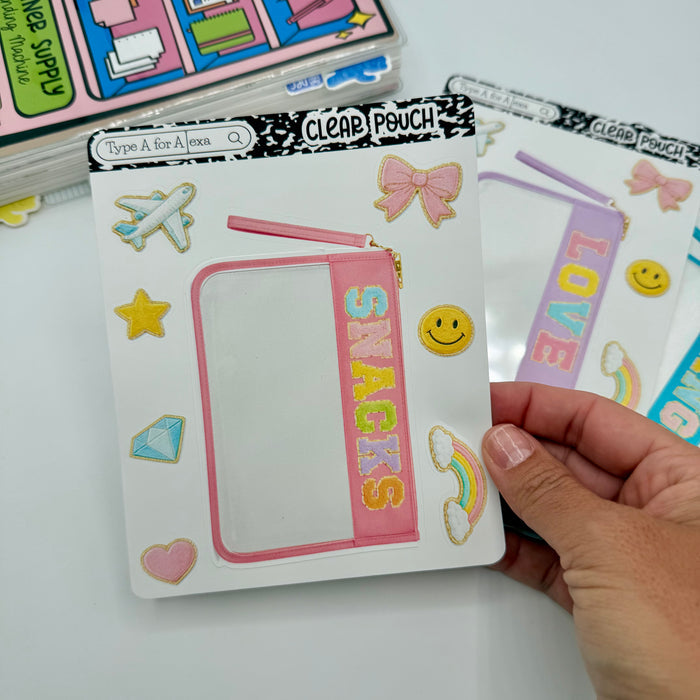 Clear Varsity Pouch Jumbo Journaling Sticker Pocket
