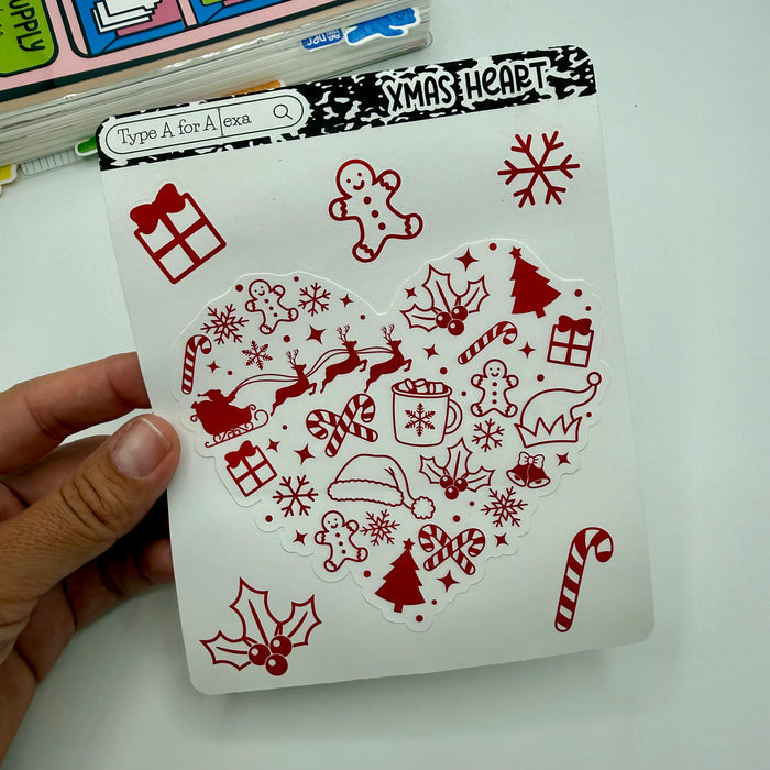 Christmas Heart Jumbo Journaling Sticker Pocket