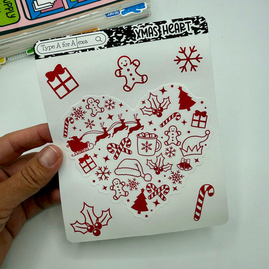 Christmas Heart Jumbo Journaling Sticker Pocket