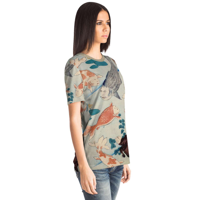A Parody of Goldfish with Actors' Expressions (Utagawa Yoshiiku) Cute Kawaii Ukiyo-e Woodblock Print T-Shirt Tee