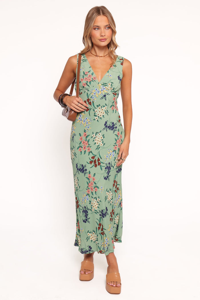 Petal and Pup USA DRESSES Acilia Midi Dress - Sage Floral