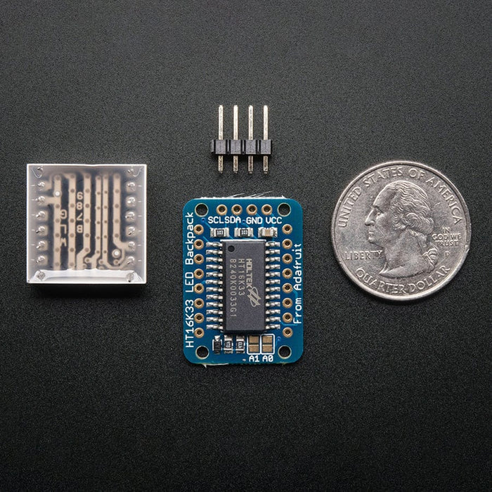Adafruit Mini 0.8" 8x8 LED Matrix with I2C Backpack - Pure Green by Adafruit - The Pi Hut