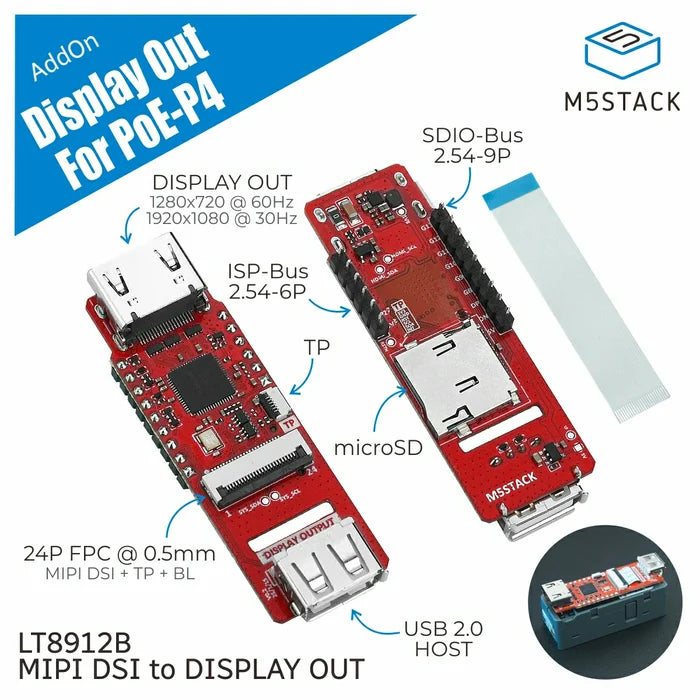 Add-on Display Out for PoE-P4 (LT8912B)