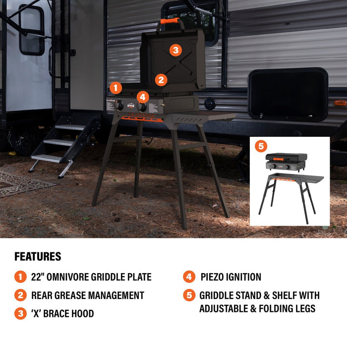Adventure Ready 22” Griddle with Hood and Stand - 22" Griddle | Blackstone Products