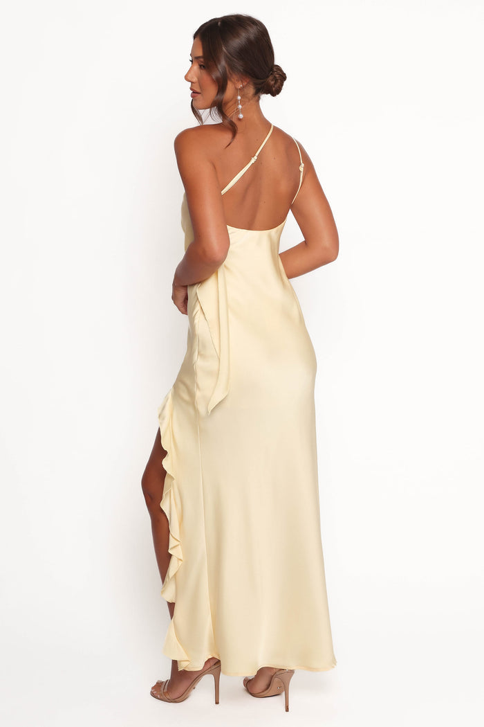 Petal and Pup USA DRESSES Aila Rosette One Shoulder Dress - Butter Yellow