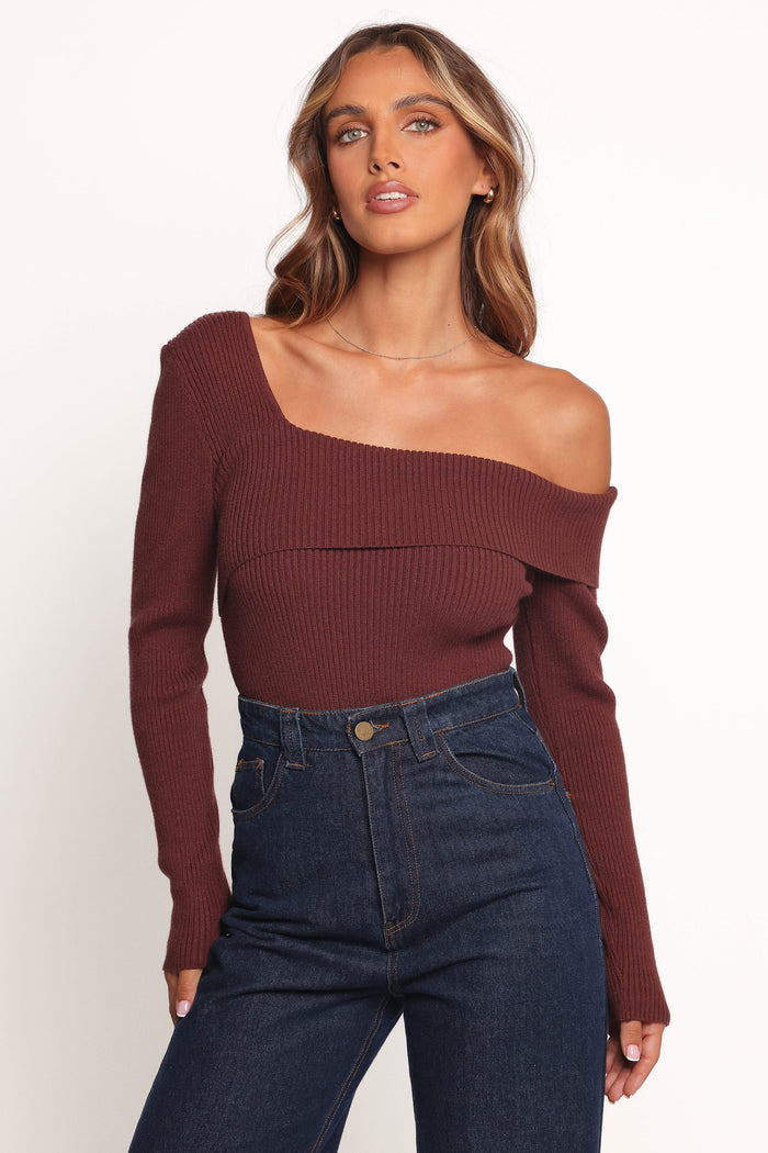 Petal and Pup USA TOPS Aleena Knit Top - Chocolate Brown