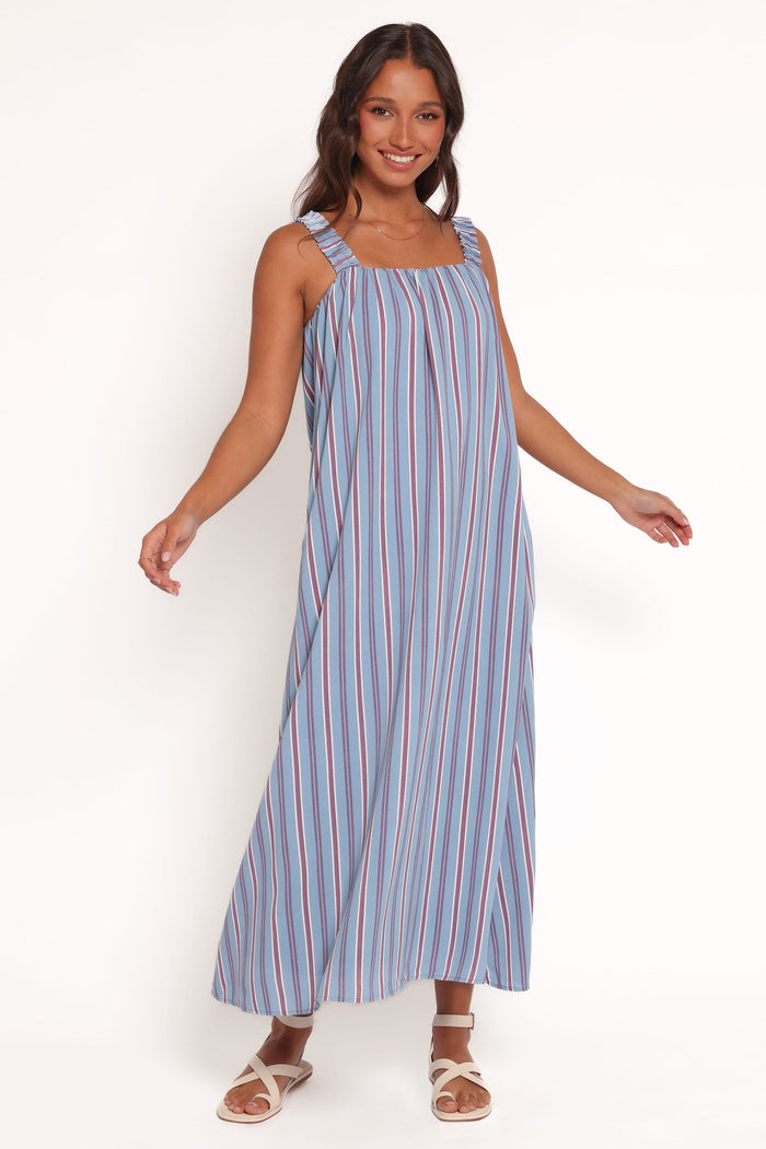 Petal and Pup USA DRESSES Alessandra Maxi Dress - Blue Stripe (Hold for Amazon)