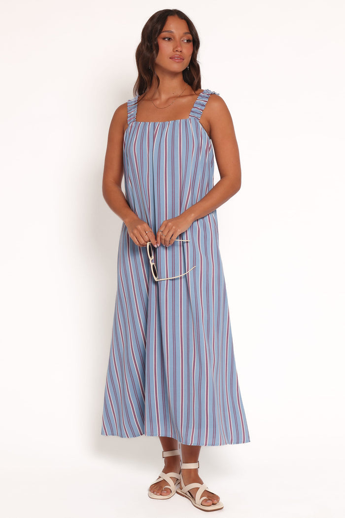 Petal and Pup USA DRESSES Alessandra Maxi Dress - Blue Stripe (Hold for Amazon)