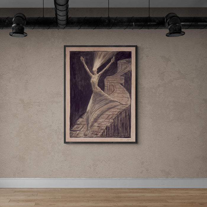 Alfred Kubin: God of Light | Antique Symbolist Surrealist | Gothic Home Decor | Dark Fantasy Occult Mystic Pagan Magick Framed Art Print