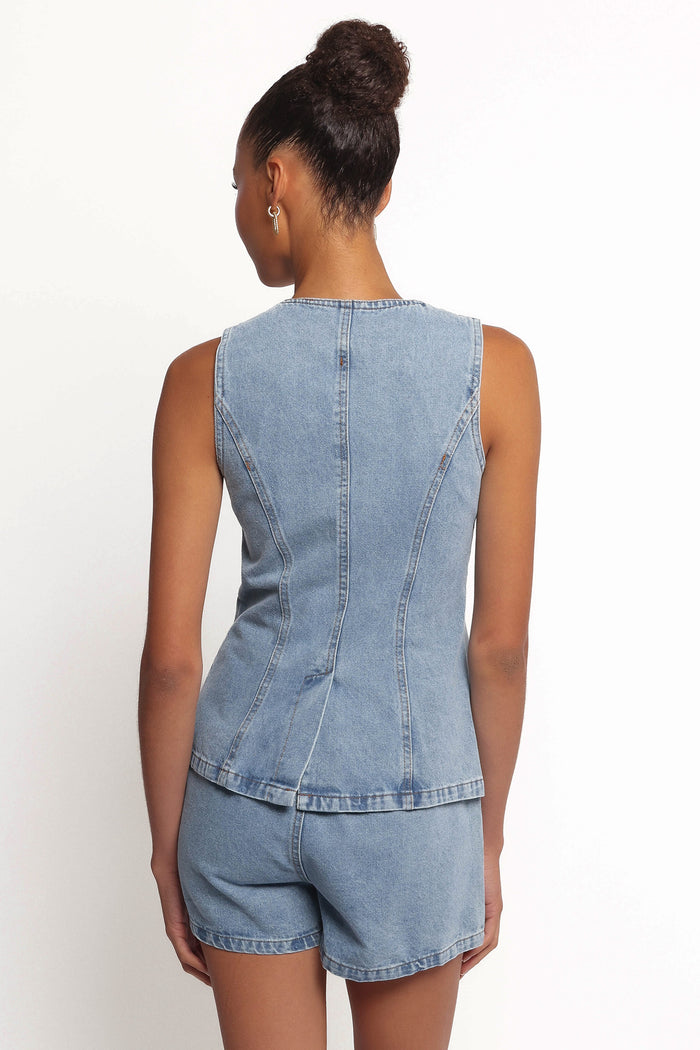 Petal and Pup USA SETS Almana Denim Short Set - Medium Blue
