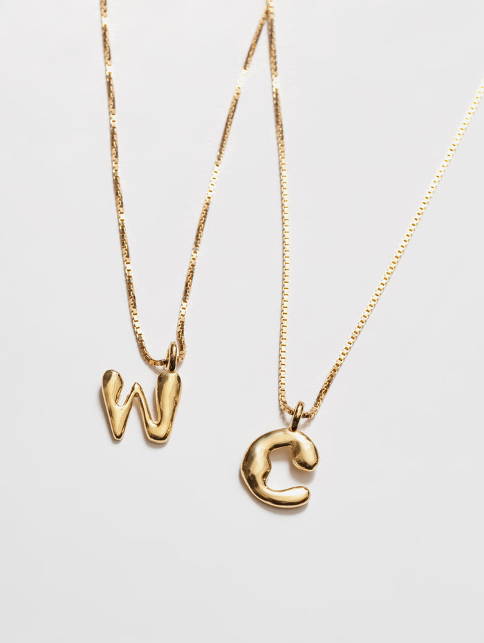 Wolf Circus Alphabet Initial Necklace with Letter Charm in 14k Gold Plated-Necklaces-wolfcircus.com