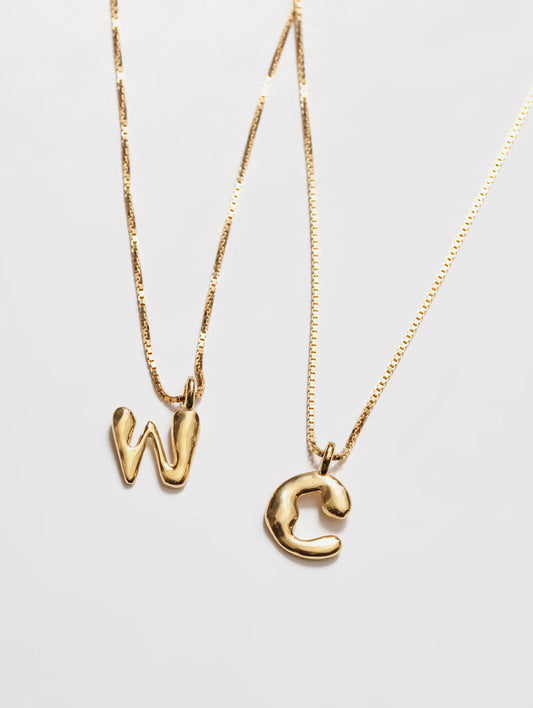 Wolf Circus Alphabet Initial Necklace with Letter Charm in 14k Gold Plated-Necklaces-wolfcircus.com