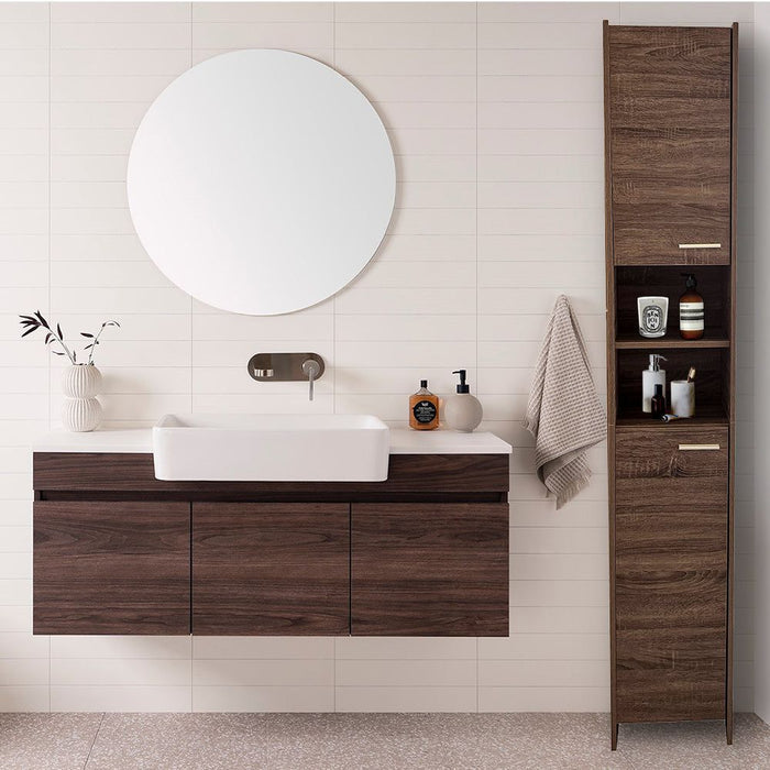 Alto Bathroom Tallboy Narrow High Cabinet With 2 Doors/2 Shleves - Walnut -Home Living Store - -
