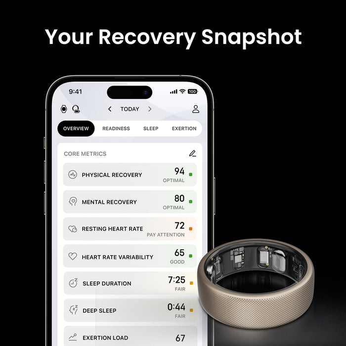 Amazfit Helio Smart Ring - Titanium Health Tracker (Ring Size 8)