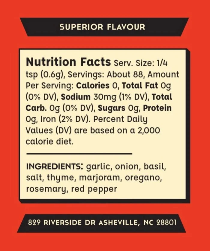 Amore Italian Seasoning nutrition info