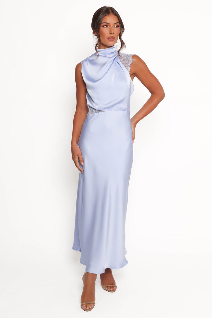 Petal and Pup USA DRESSES Anabelle Halter Neck Lace Maxi Dress - Baby Blue