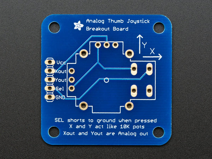 Analog 2-axis Thumb Joystick with Select Button + Breakout Board by Adafruit - The Pi Hut