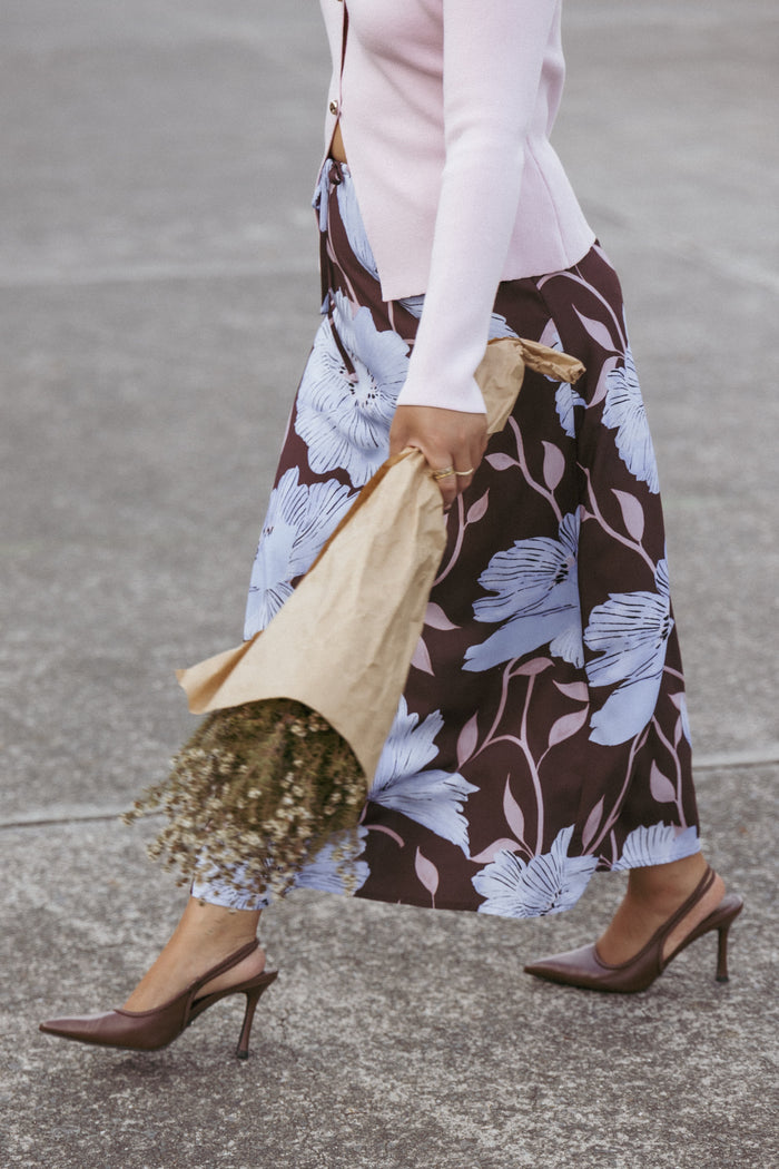 Petal and Pup USA BOTTOMS Angie Midi Skirt - Blue Poppies
