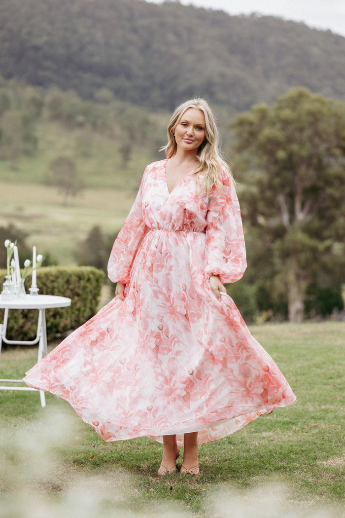 Petal and Pup USA DRESSES Anisa Maxi Dress - Pink Floral