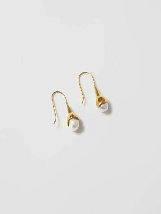 Wolf Circus Drop Earrings with Pearl 14k Gold Plated | Anna Earrings in Gold-Earrings-wolfcircus.com