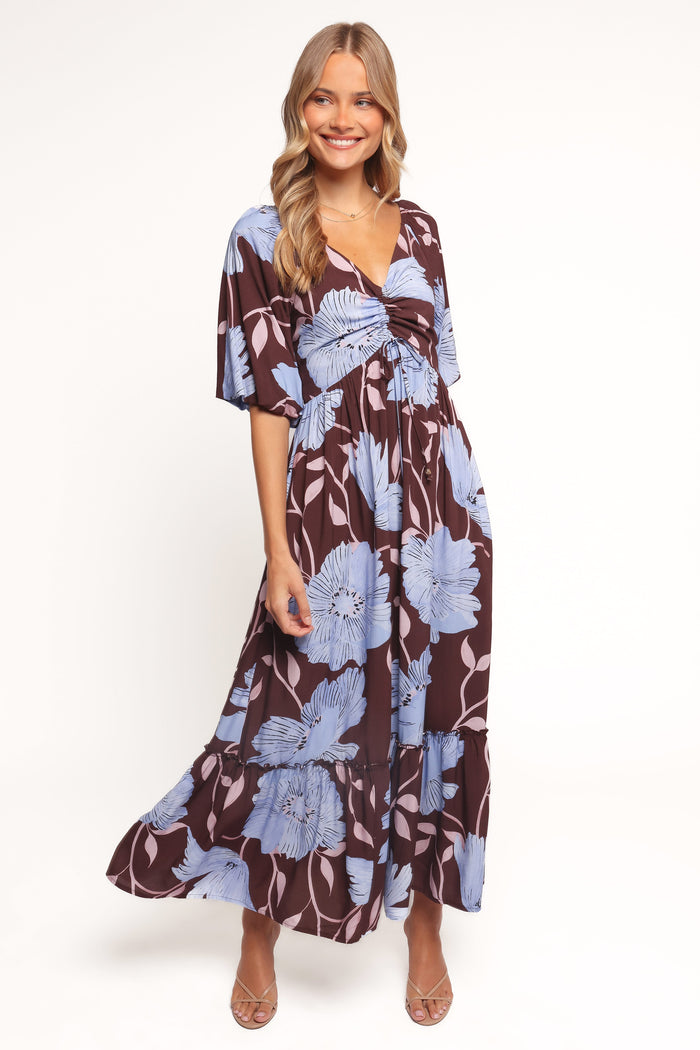 Petal and Pup USA DRESSES Annabella Maxi Dress - Blue Poppies