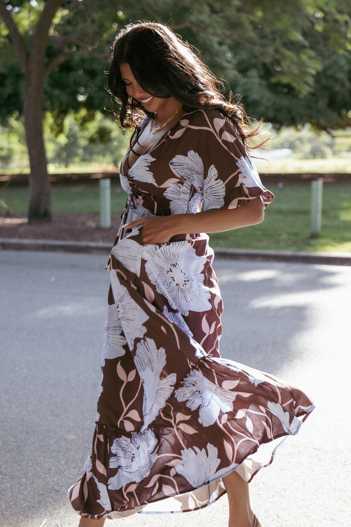 Petal and Pup USA DRESSES Annabella Maxi Dress - Blue Poppies