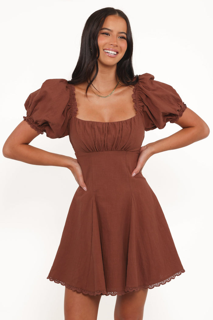 Petal and Pup USA DRESSES Anora Mini Dress - Cognac