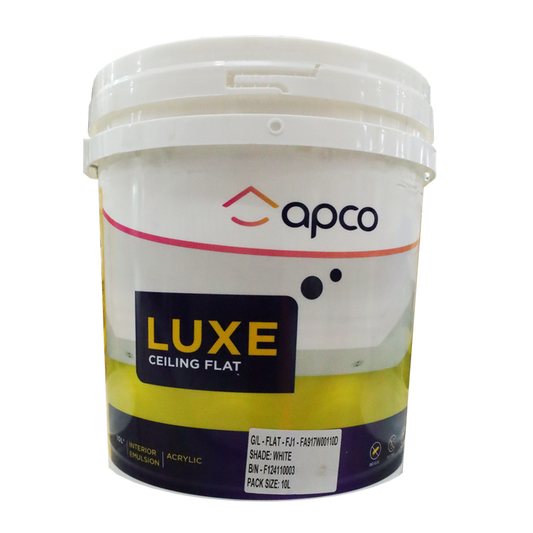 Apco Luxe Ceiling Paint Flat Acrylic White 10L