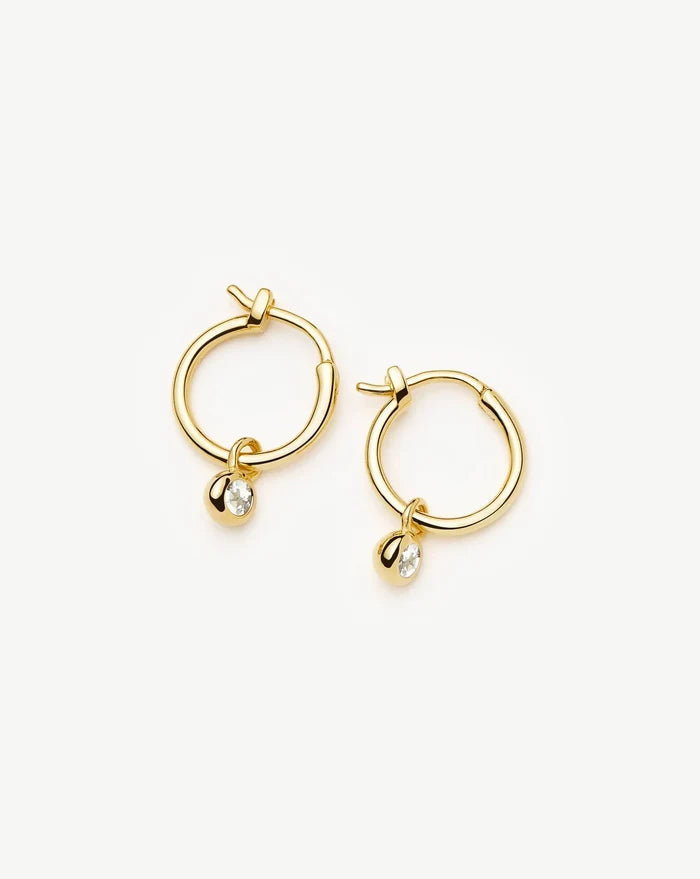 April Birthstone Mini Charm Hoop Earrings | 18k Gold Vermeil/Crystal Earrings Missoma