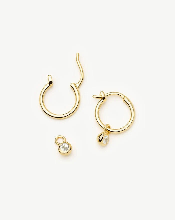 April Birthstone Mini Charm Hoop Earrings | 18k Gold Vermeil/Crystal Earrings Missoma