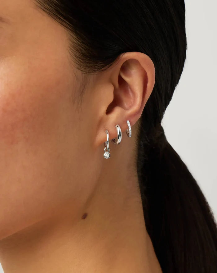April Birthstone Mini Charm Hoop Earrings | Sterling Silver/Crystal Earrings Missoma