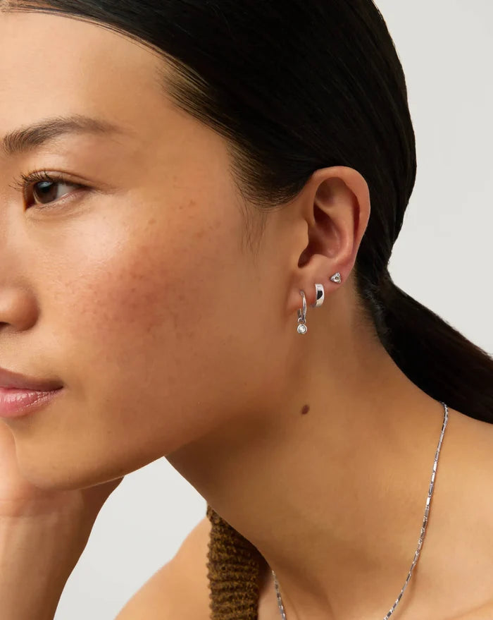 April Birthstone Mini Charm Hoop Earrings | Sterling Silver/Crystal Earrings Missoma