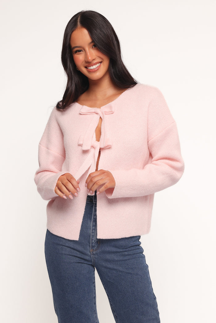 Petal and Pup USA KNITWEAR Arden Bow Cardigan - Pink